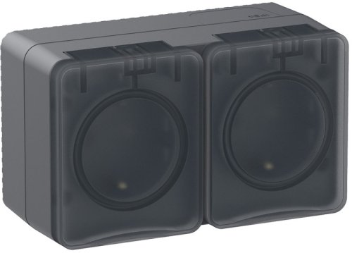 Розетка с заземлением накладная Systeme Electric AtlasDesign Profi54 2-м. крышка IP54 антрацит картинка